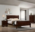 Queen Size Bed Cherry Louis Phillipe Solidwood 1Pc Bed Bedroom Sleigh Bed Bedroom Furniture Box Spring Required Queen Cherry Brown Bedroom Contemporary,Modern Bed Frame Solid Wood