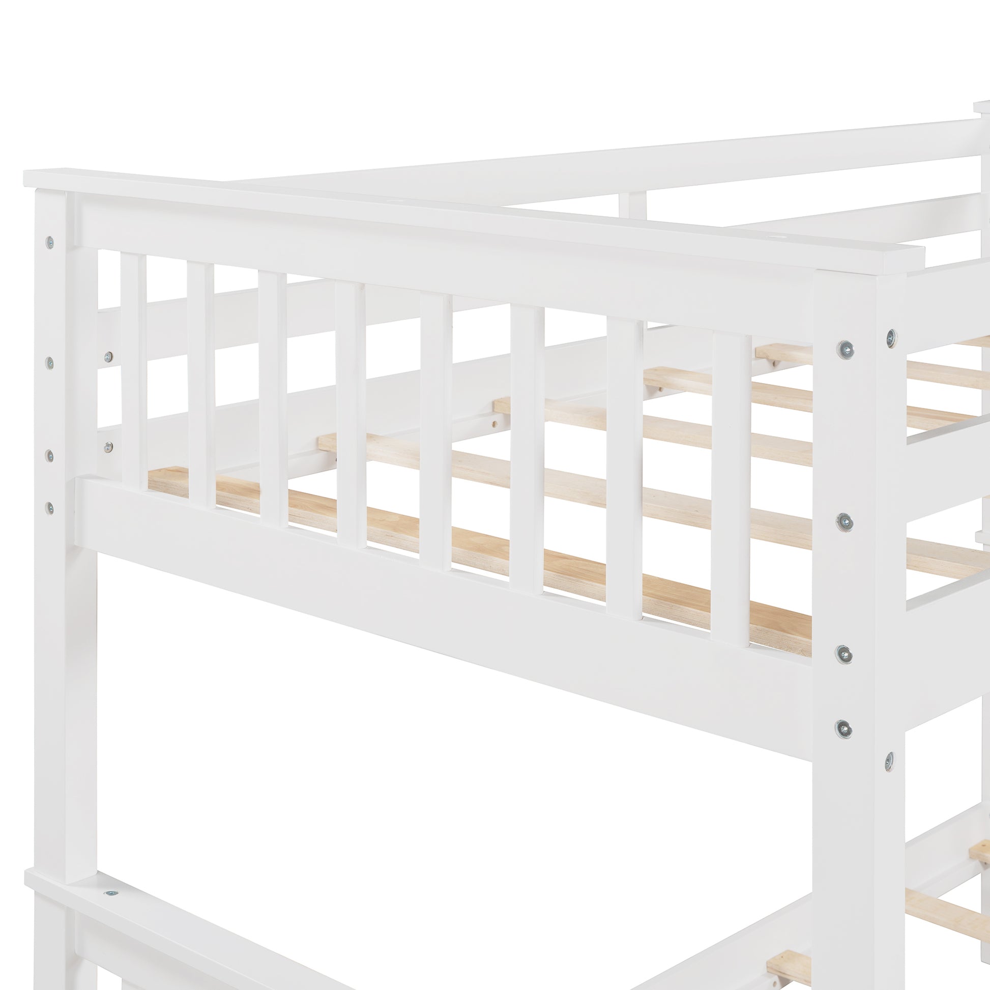 Twin Over Twin Bunk Bed With Ladders And Two Storage Drawers White Old Sku:Lt000265Aak White Solid Wood