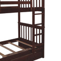 Twin Over Twin Bunk Bed With Ladders And Two Storage Drawers Espresso Old Sku:Lt000265Aap Espresso Solid Wood