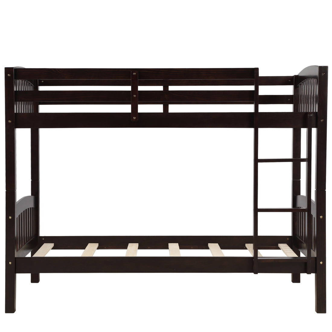 Twin Over Twin Bunk Bed With Ladder,Espresso Old Sku: Lp000066Aap Espresso Solid Wood