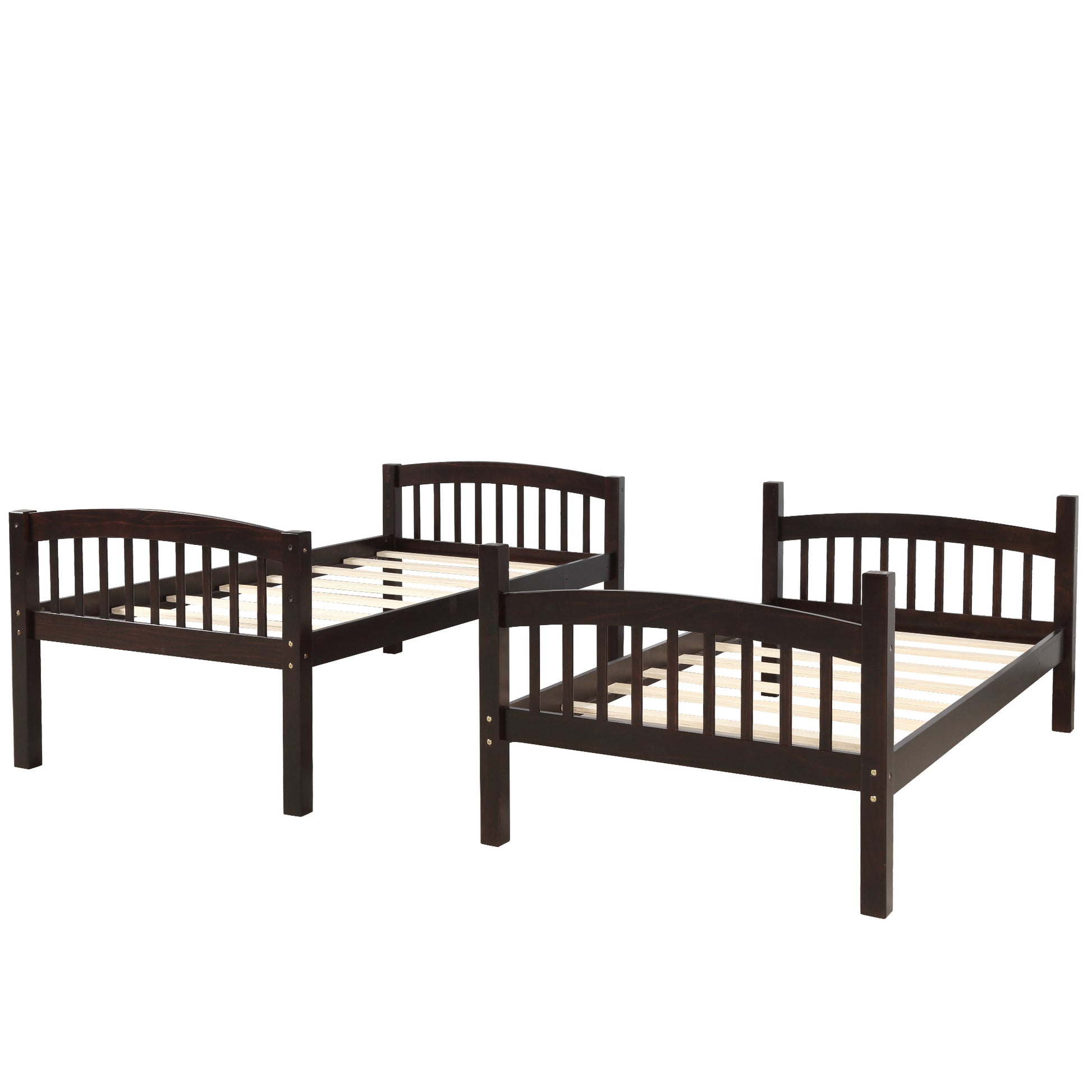 Twin Over Twin Bunk Bed With Ladder,Espresso Old Sku: Lp000066Aap Espresso Solid Wood