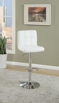 White Faux Leather Bar Stool Counter Height Chairs Set Of 2 Adjustable Height Kitchen Island Stools Modern White Dining Room Contemporary,Modern Bar Stools Tufted Back Metal