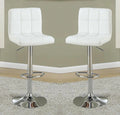 White Faux Leather Bar Stool Counter Height Chairs Set Of 2 Adjustable Height Kitchen Island Stools Modern White Dining Room Contemporary,Modern Bar Stools Tufted Back Metal