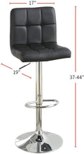Black Faux Leather Bar Stool Counter Height Chairs Set Of 2 Adjustable Height Kitchen Island Stools Modern Black Dining Room Contemporary,Modern Bar Stools Tufted Back Metal