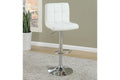 White Faux Leather Bar Stool Counter Height Chairs Set Of 2 Adjustable Height Kitchen Island Stools Modern White Dining Room Contemporary,Modern Bar Stools Tufted Back Metal