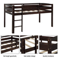 Twin Wood Loft Bed Low Loft Beds With Ladder,Twin,Espresso Old Sku :Wf192082Aap Espresso Solid Wood