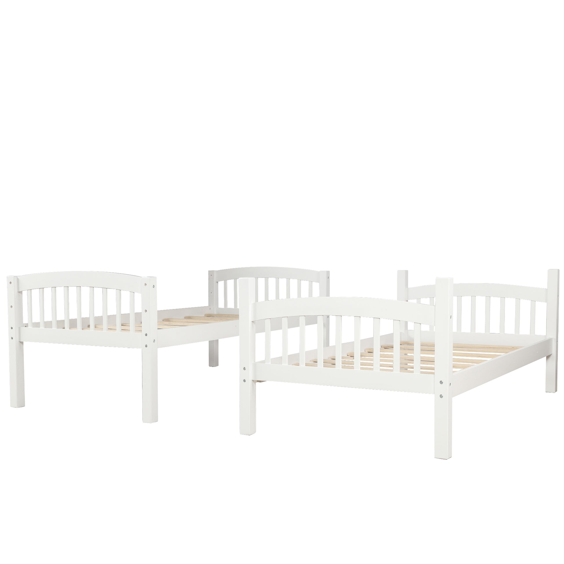 Twin Over Twin Bunk Bed With Ladder,White Old Sku: Lp000066Aak White Solid Wood