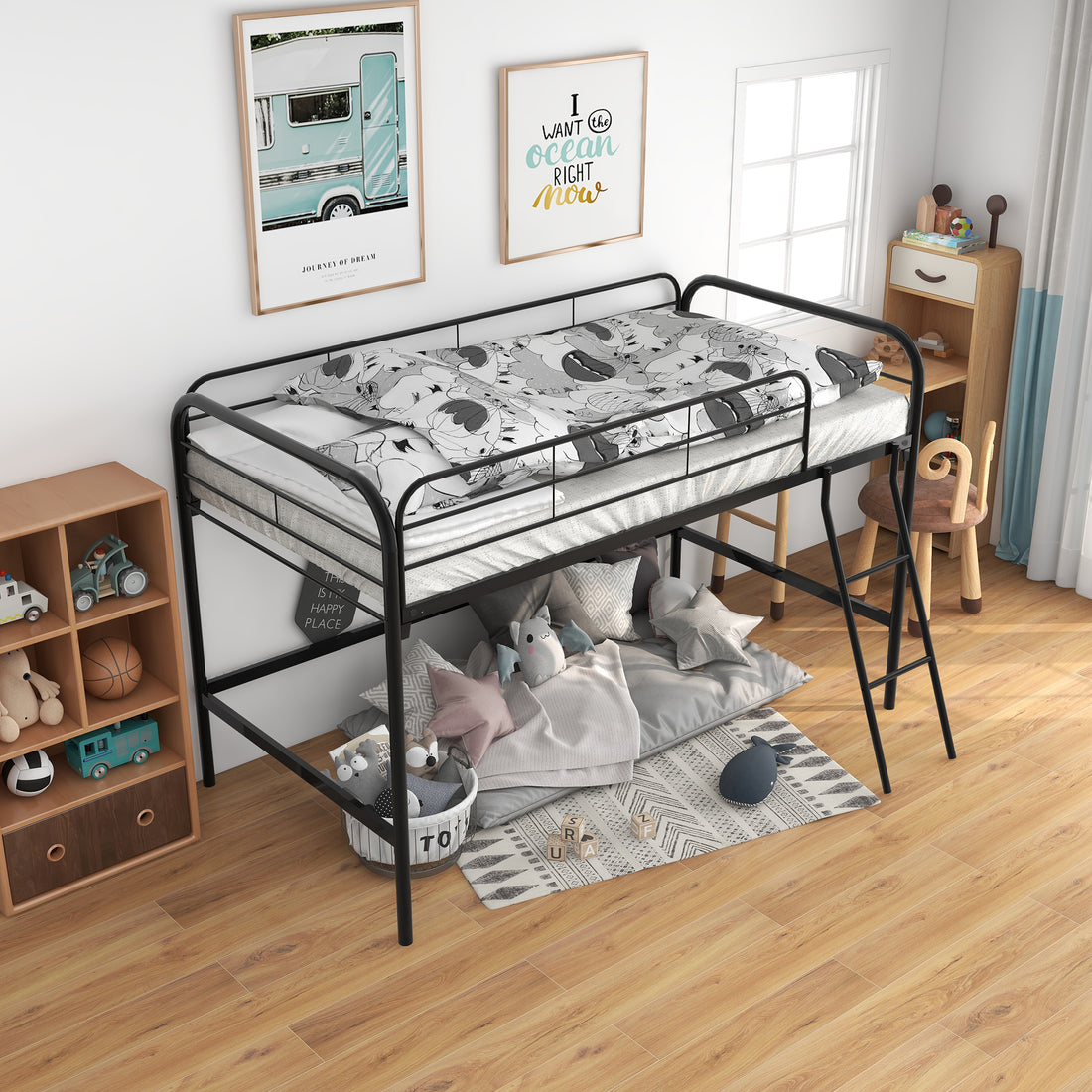 Metal Twin Loft Bedtwin Size High Loft Bed Black Box Spring Not Required Twin Black Metal Bedroom Bed Frame Metal