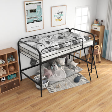 Metal Twin Loft Bedtwin Size High Loft Bed Black Box Spring Not Required Twin Black Metal Bedroom Bed Frame Metal