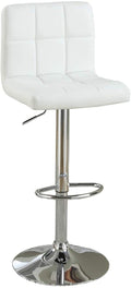 White Faux Leather Bar Stool Counter Height Chairs Set Of 2 Adjustable Height Kitchen Island Stools Modern White Dining Room Contemporary,Modern Bar Stools Tufted Back Metal