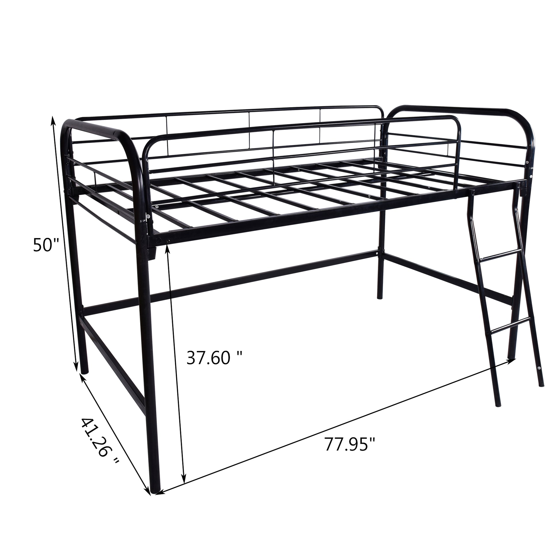 Metal Twin Loft Bedtwin Size High Loft Bed Black Box Spring Not Required Twin Black Metal Bedroom Bed Frame Metal