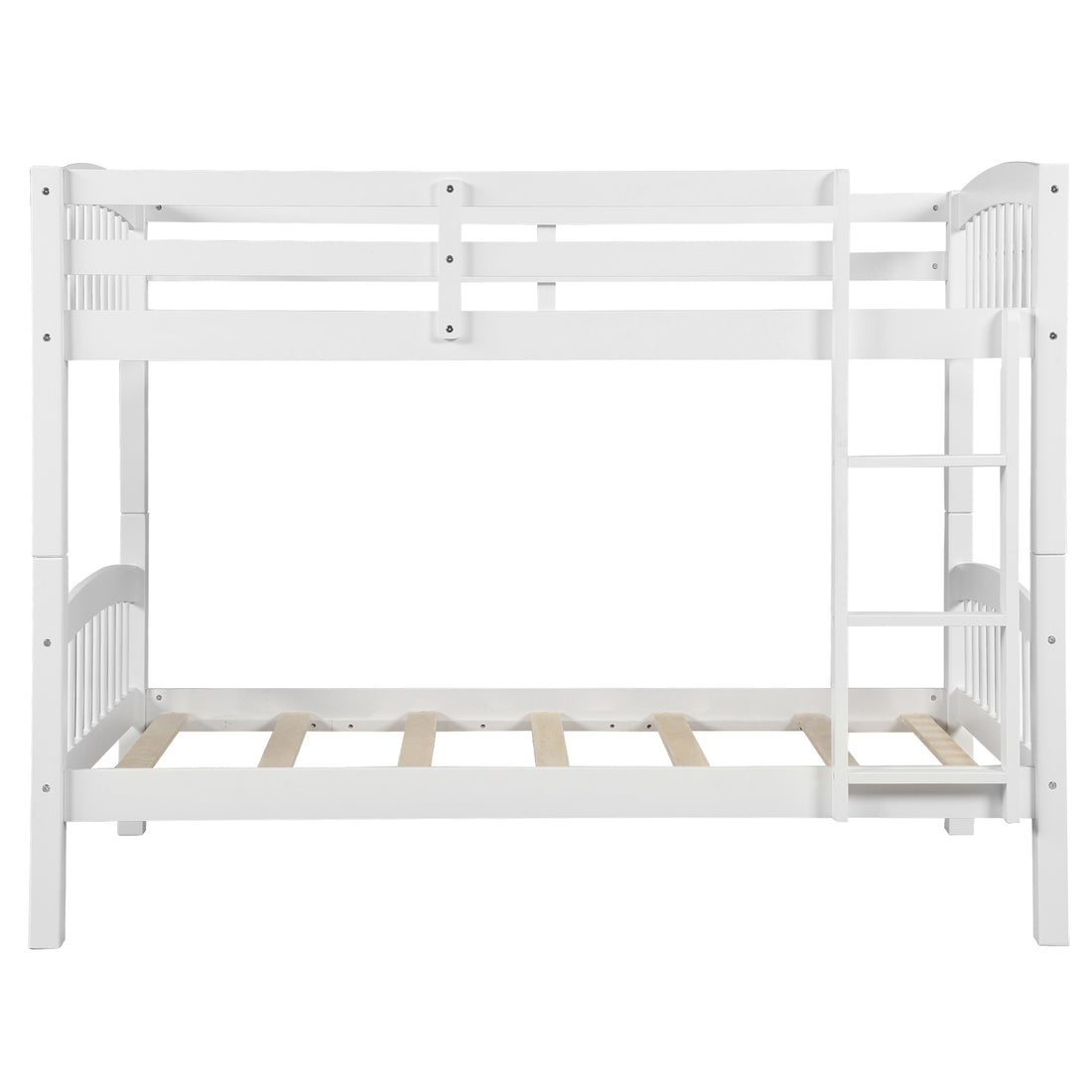 Twin Over Twin Bunk Bed With Ladder,White Old Sku: Lp000066Aak White Solid Wood