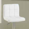 White Faux Leather Bar Stool Counter Height Chairs Set Of 2 Adjustable Height Kitchen Island Stools Modern White Dining Room Contemporary,Modern Bar Stools Tufted Back Metal