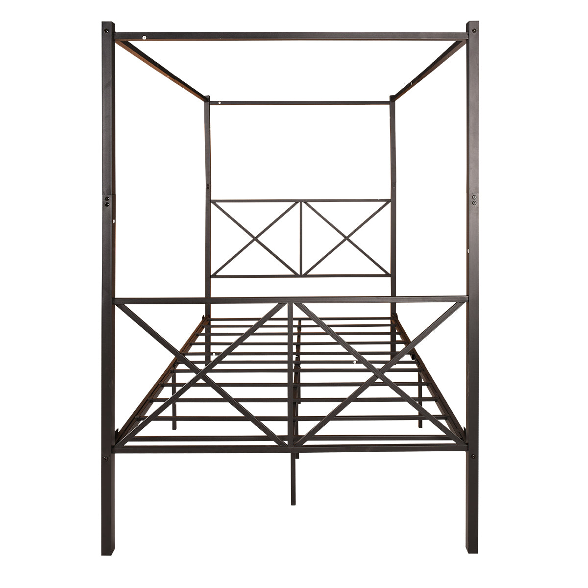 Metal Canopy Bed Frame, Platform Bed Frame With X Shaped Frame Full Black Black Metal