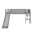 Full Size Loft Bed Wood Bed With Slide, Stair And Chalkboard,Gray Old Sku:Wf282116Aae Gray Solid Wood