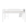 Twin Size Loft Bed Wood Bed With Slide, Stair And Chalkboard,White Old Sku :Wf282115Aak White Solid Wood