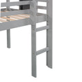 Twin Size Loft Bed Wood Bed With Slide, Stair And Chalkboard,Gray Old Sku :Wf282115Aae Gray Solid Wood