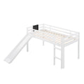 Twin Size Loft Bed Wood Bed With Slide, Stair And Chalkboard,White Old Sku :Wf282115Aak White Solid Wood