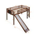 Twin Size Loft Bed Wood Bed With Slide, Stair And Chalkboard,Walnut Old Sku :Wf282115Aal Walnut Solid Wood