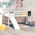 Twin Size Loft Bed Wood Bed With Slide, Stair And Chalkboard,White Old Sku :Wf282115Aak White Solid Wood