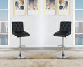 Adjustable Bar Stool Gas Lift Chair Black Faux Leather Tufted Chrome Base Modern Set Of 2 Chairs Dining Kitchen Black Dining Room Contemporary,Modern Bar Stools Tufted Back Metal