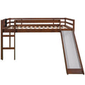 Full Size Loft Bed Wood Bed With Slide, Stair And Chalkboard,Walnut Old Sku:Wf282116Aal Walnut Solid Wood