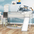 Full Size Loft Bed Wood Bed With Slide, Stair And Chalkboard,Gray Old Sku:Wf282116Aae Gray Solid Wood