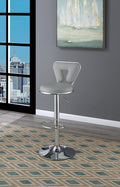 Adjustable Bar Stool Gas Lift Chair Gray Faux Leather Chrome Base Metal Frame Modern Stylish Set Of 2 Chairs Gray Dining Room Contemporary,Modern Bar Stools Metal