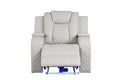 Benz Led & Power Recliner Chair Made With Faux Leather In Ice Beige Faux Leather Power Push Button Wood Primary Living Space Medium Soft Cushion Back Heavy Duty Modern Push Button Faux Leather