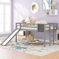 Twin Size Loft Bed Wood Bed With Slide, Stair And Chalkboard,Gray Old Sku :Wf282115Aae Gray Solid Wood