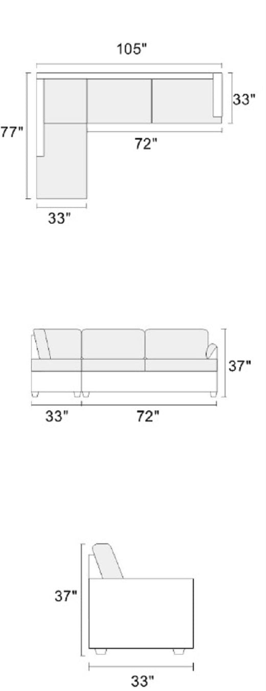 Living Room Furniture Charcoal Cushion Sectional W Ottoman Linen Like Fabric Sofa Chaise Charcoal Grey Wood Primary Living Space Tufted Back Classic,Contemporary,Modern L Shaped Pine Pillow Top Arms Solid Wood 4 Seat