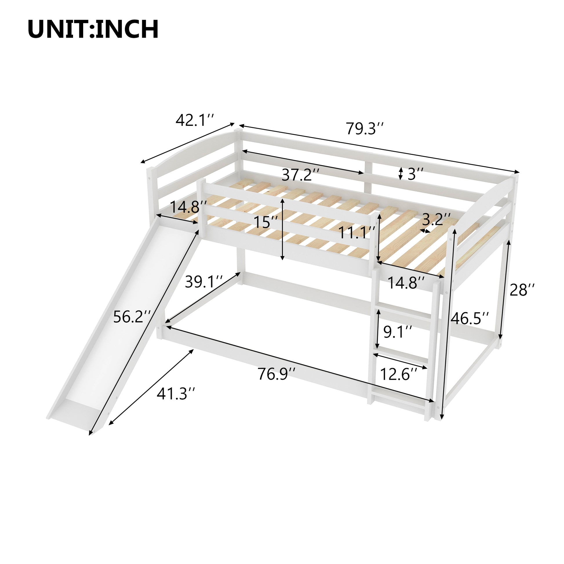 Twin Over Twin Bunk Bed With Convertible Slide And Ladderwhite Old Sku:Wf281725Aak White Pine