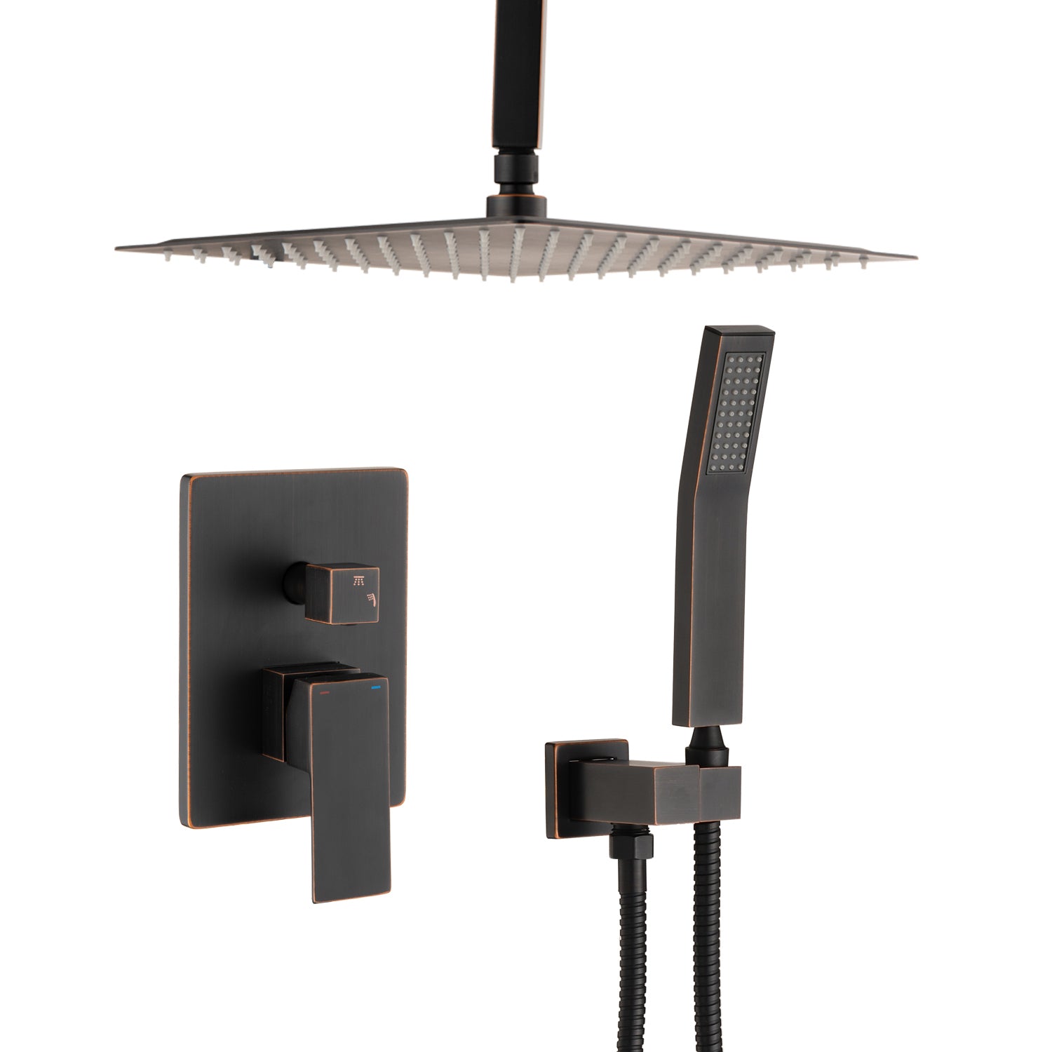 Ceiling Mounted Shower System Combo Set With Handheld And 10"Shower Head Oil Rubbed Bronze Brass