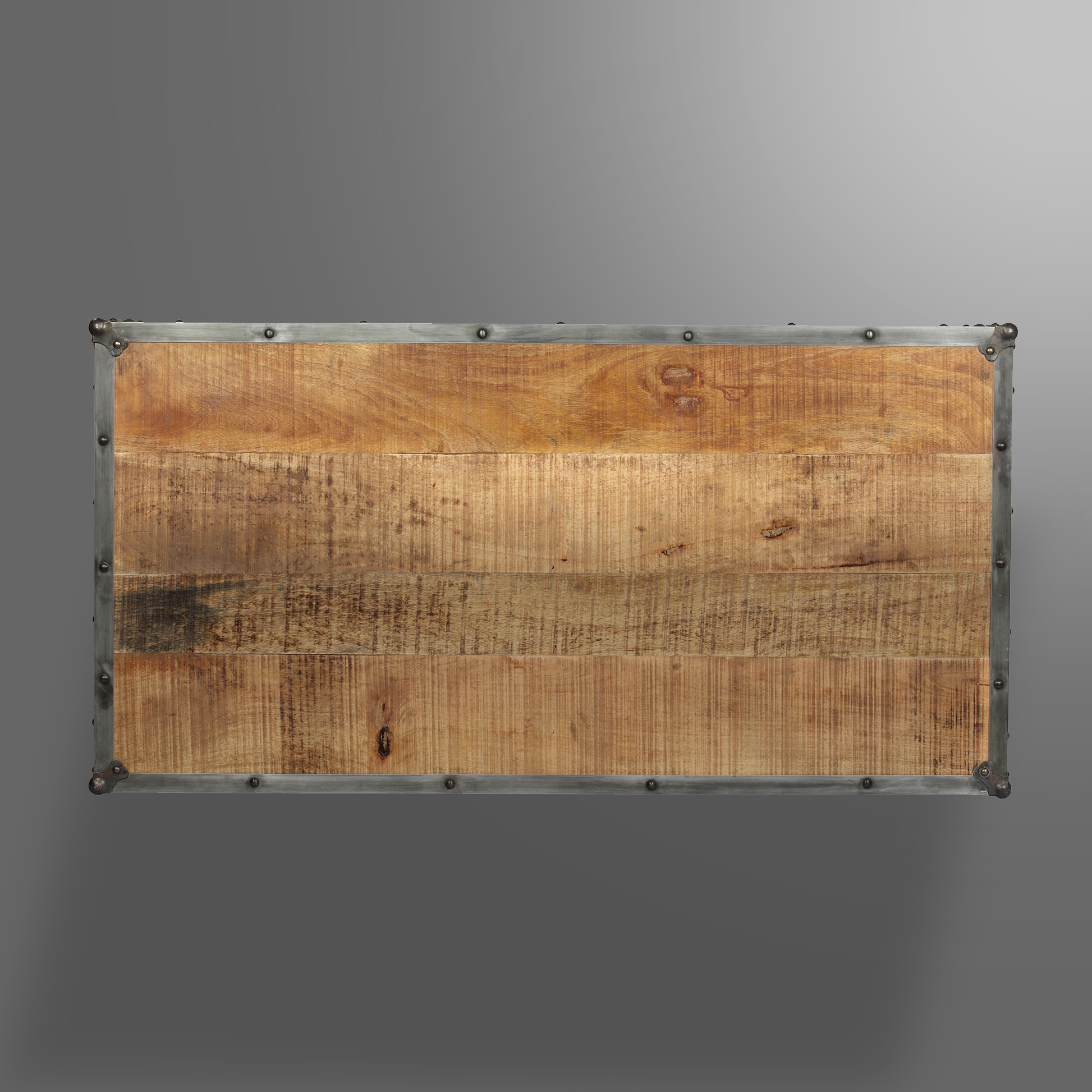 Coffee Table Black Metal Fitting Leg Kd Brown Solid Wood