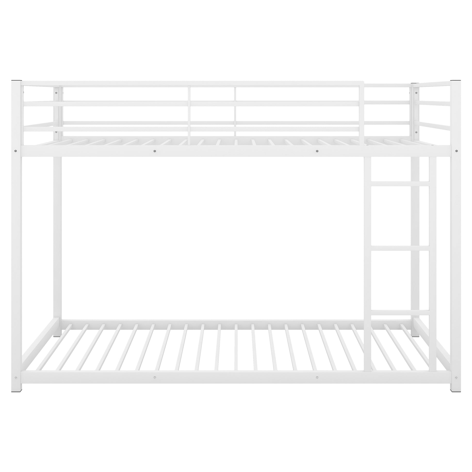 Twin Over Twin Metal Bunk Bed, Low Bunk Bed With Ladder,White Old Sku:Mf197033Aak White Metal