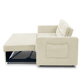 Loveseats Sofa Bed With Pull Out Bed,Adjsutable Back And Two Arm Pocket,Beige 54.5