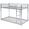 Twin Over Twin Metal Bunk Bed, Low Bunk Bed With Ladder,Silver Old Sku:Wf282465Aan Silver Metal