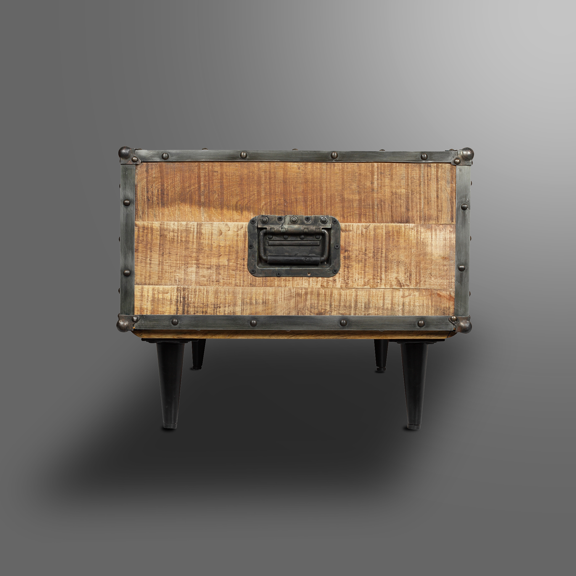 Coffee Table Black Metal Fitting Leg Kd Brown Solid Wood