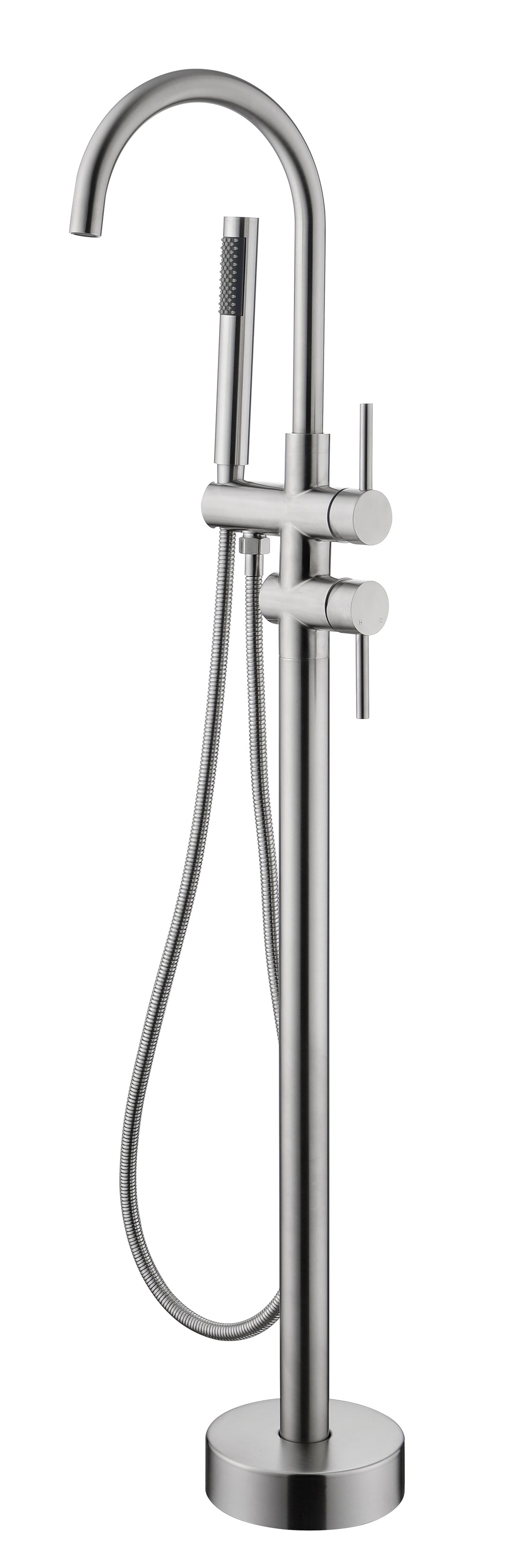 Mount Bathtub Faucet Freestanding Tub Filler Brushed Nickel Standing High Flow Shower Faucets With Handheld Shower Mixer Taps Swivel Spout Brushed Nickel Stainless Steel