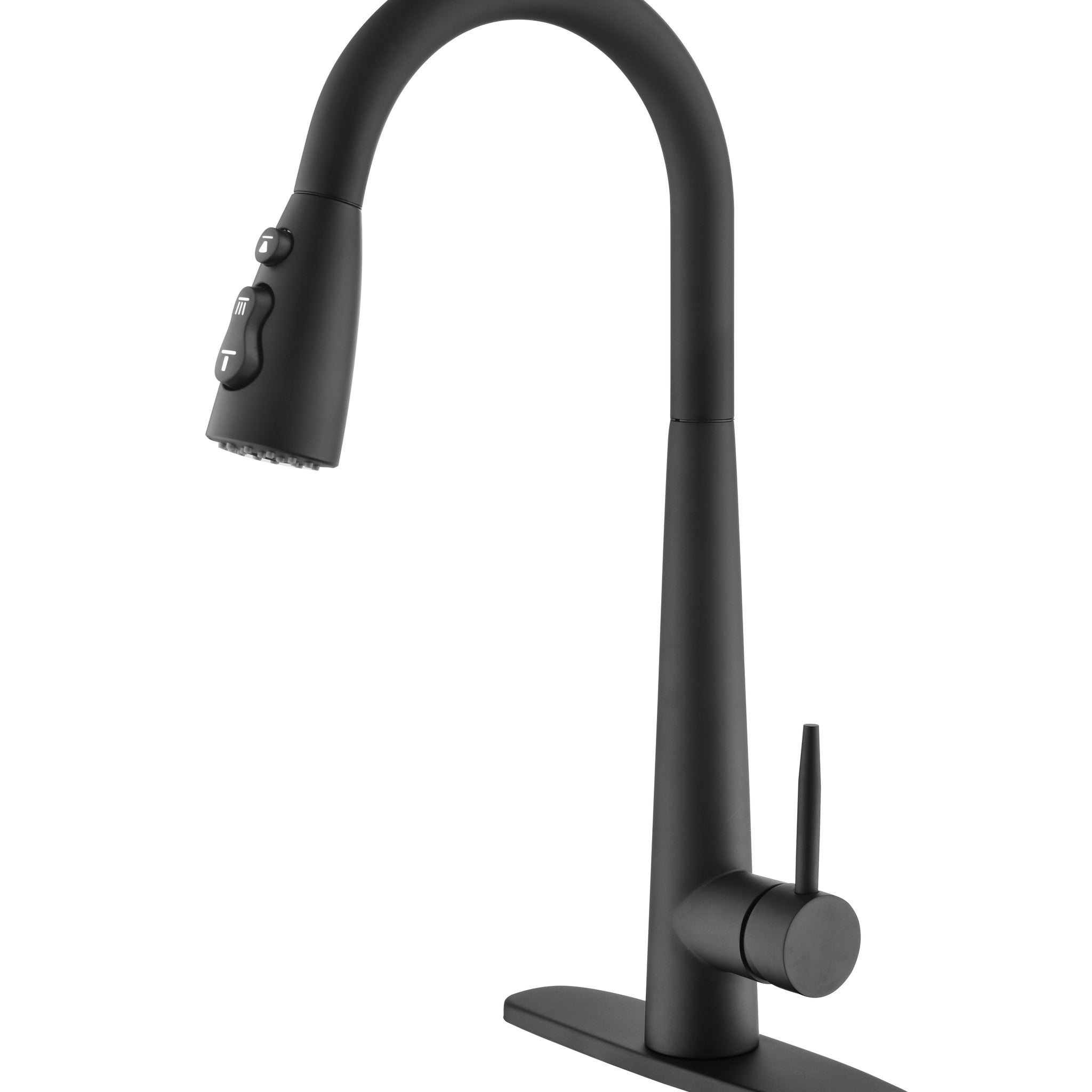 Black Kitchen Faucets With Pull Down Sprayer, Kitchen Sink Faucet With Pull Out Sprayer, Fingerprint Resistant, Single Hole Deck Mount, Single Handle Copper Kitchen Faucet, Matte Black Matte Black Stainless Steel