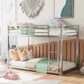 Twin Over Twin Metal Bunk Bed, Low Bunk Bed With Ladder,Silver Old Sku:Wf282465Aan Silver Metal