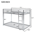 Twin Over Twin Metal Bunk Bed, Low Bunk Bed With Ladder,Silver Old Sku:Wf282465Aan Silver Metal