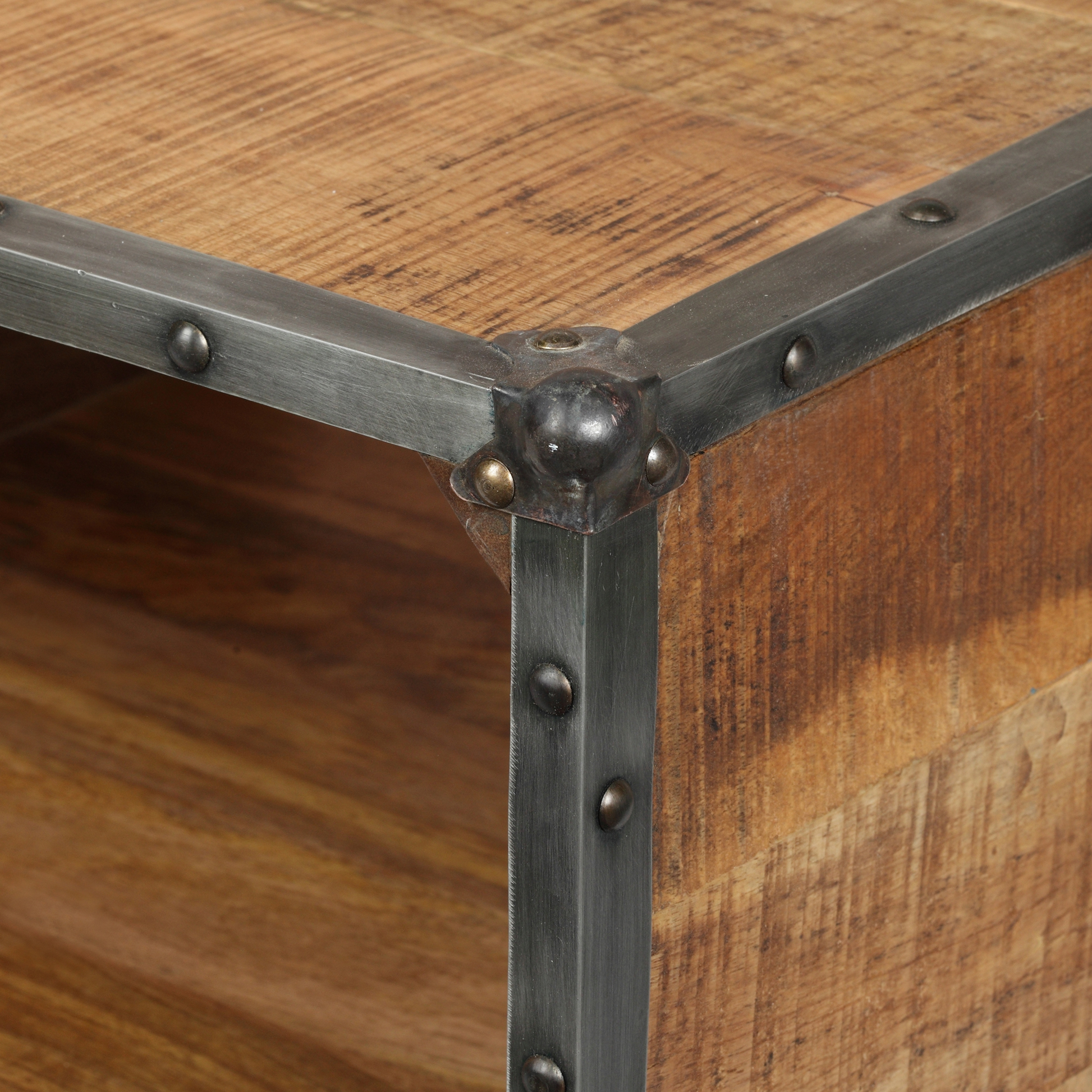 Coffee Table Black Metal Fitting Leg Kd Brown Solid Wood