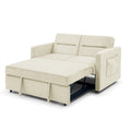 Loveseats Sofa Bed With Pull Out Bed,Adjsutable Back And Two Arm Pocket,Beige 54.5