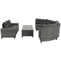 8 Pieces Outdoor Wicker Round Sofa Set, Half Moon Sectional Sets All Weather, Curved Sofa Set With Rectangular Coffee Table, Pe Rattan Water Resistant And Uv Protected, Movable Cushion, Gray Yes Gray Garden & Outdoor Wicker