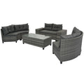 8 Pieces Outdoor Wicker Round Sofa Set, Half Moon Sectional Sets All Weather, Curved Sofa Set With Rectangular Coffee Table, Pe Rattan Water Resistant And Uv Protected, Movable Cushion, Gray Yes Gray Garden & Outdoor Wicker