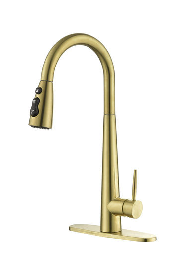 Gold Kitchen Faucets With Pull Down Sprayer, Kitchen Sink Faucet With Pull Out Sprayer, Fingerprint Resistant, Single Hole Deck Mount, Single Handle Copper Kitchen Faucet Gold Stainless Steel