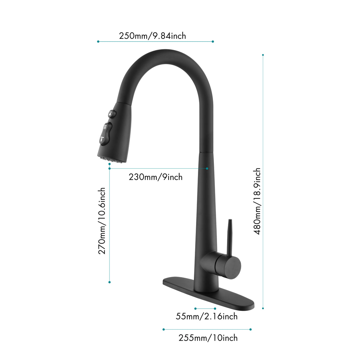 Black Kitchen Faucets With Pull Down Sprayer, Kitchen Sink Faucet With Pull Out Sprayer, Fingerprint Resistant, Single Hole Deck Mount, Single Handle Copper Kitchen Faucet, Matte Black Matte Black Stainless Steel