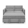 Loveseats Sofa Bed With Pull Out Bed, Adjsutable Back And Two Arm Pocket,Grey Grey Chenille