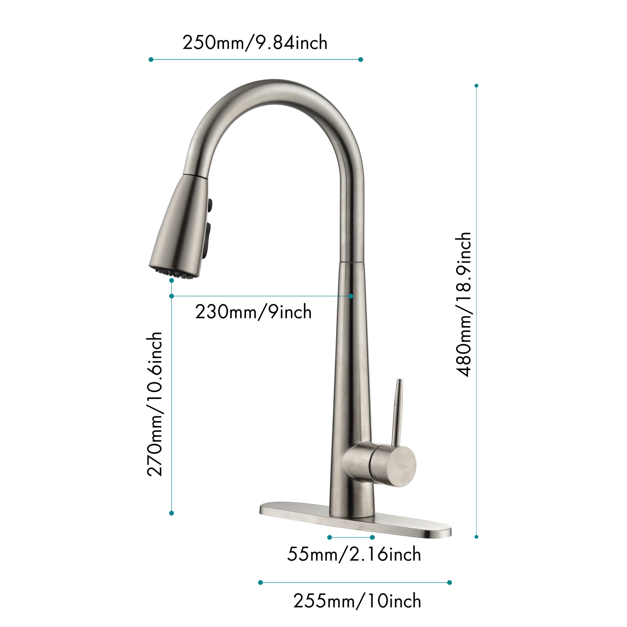 Kitchen Faucet With Pull Down Sprayer Brushed Nickel, High Arc Single Handle Kitchen Sink Faucet With Deck Plate, Commercial Modern Stainless Steel Kitchen Faucets Brushed Nickel Stainless Steel